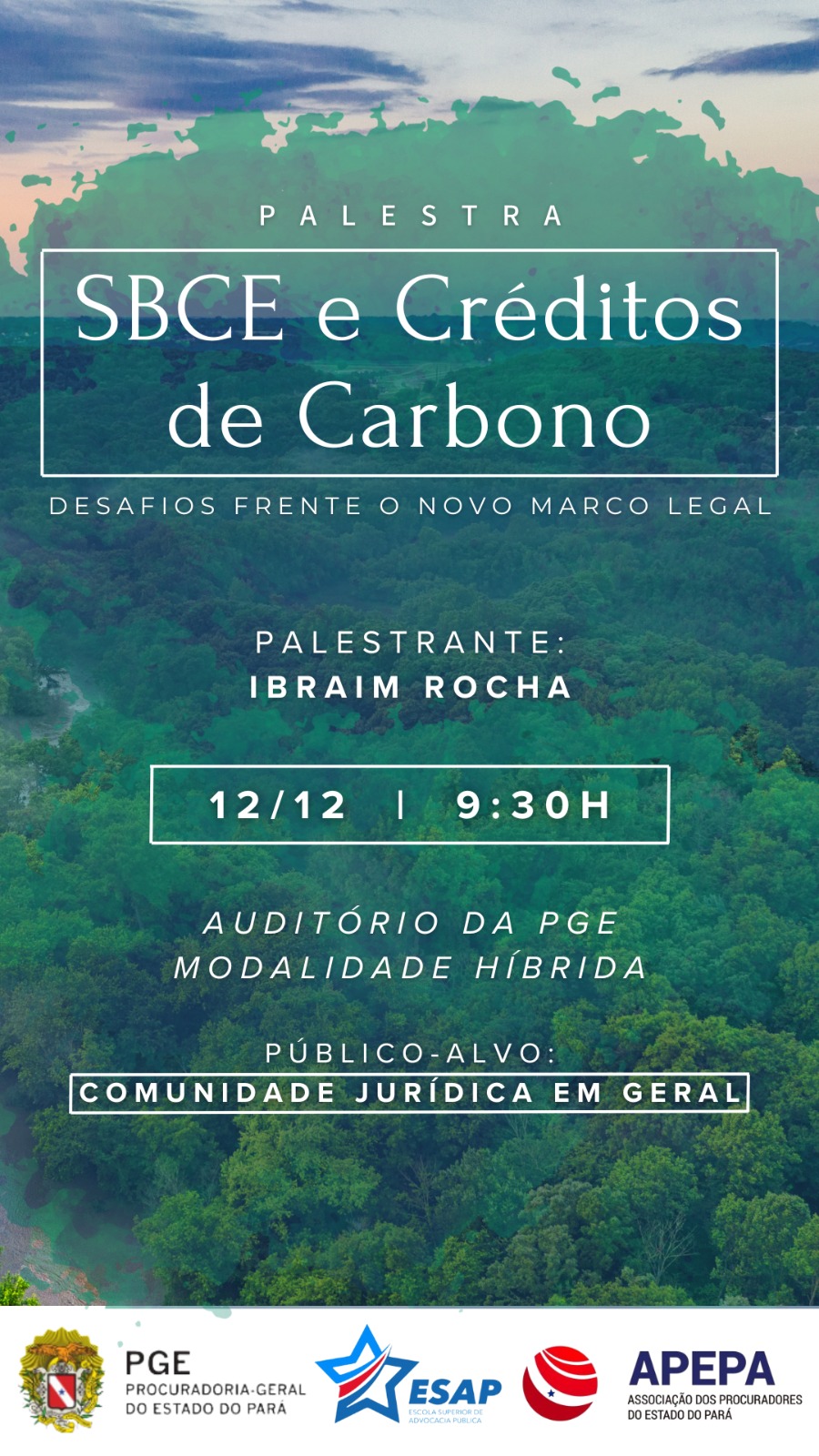 Palestra SBCE e Créditos de Carbono: desafios frente o novo marco legal